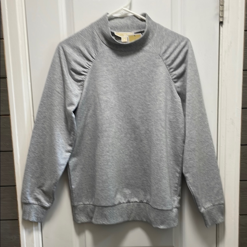 Michael Michael Kors Pearl Heather Ruched Shoulders Lightweight Sweatshirt S NWT